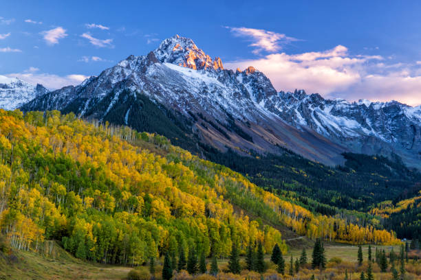 Snowy mountains and clear lake